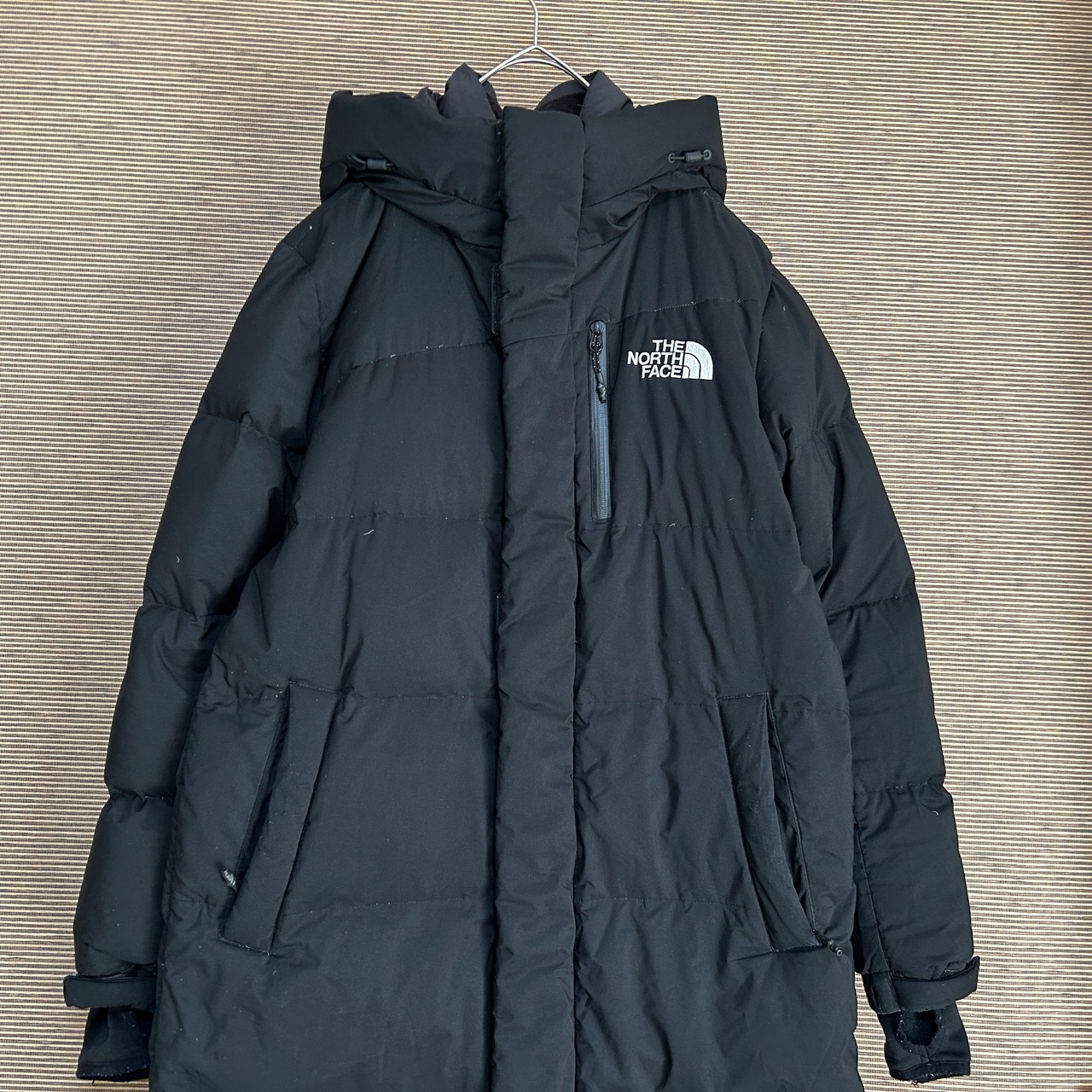 ノースフェイス ロングダウンコート ベンチコート ブラック S 刺繍黒  