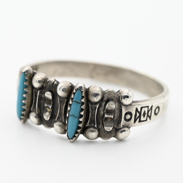 Turquoise Accent Etched Design Ring #18.0 / USA