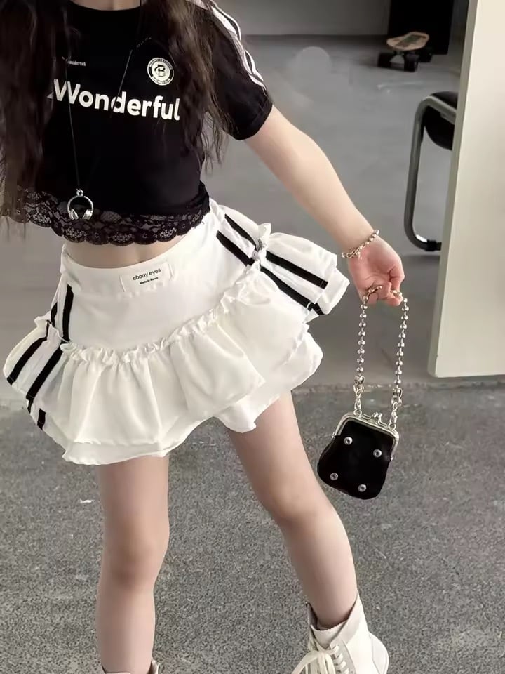 ウエストタグティアードミニスカート