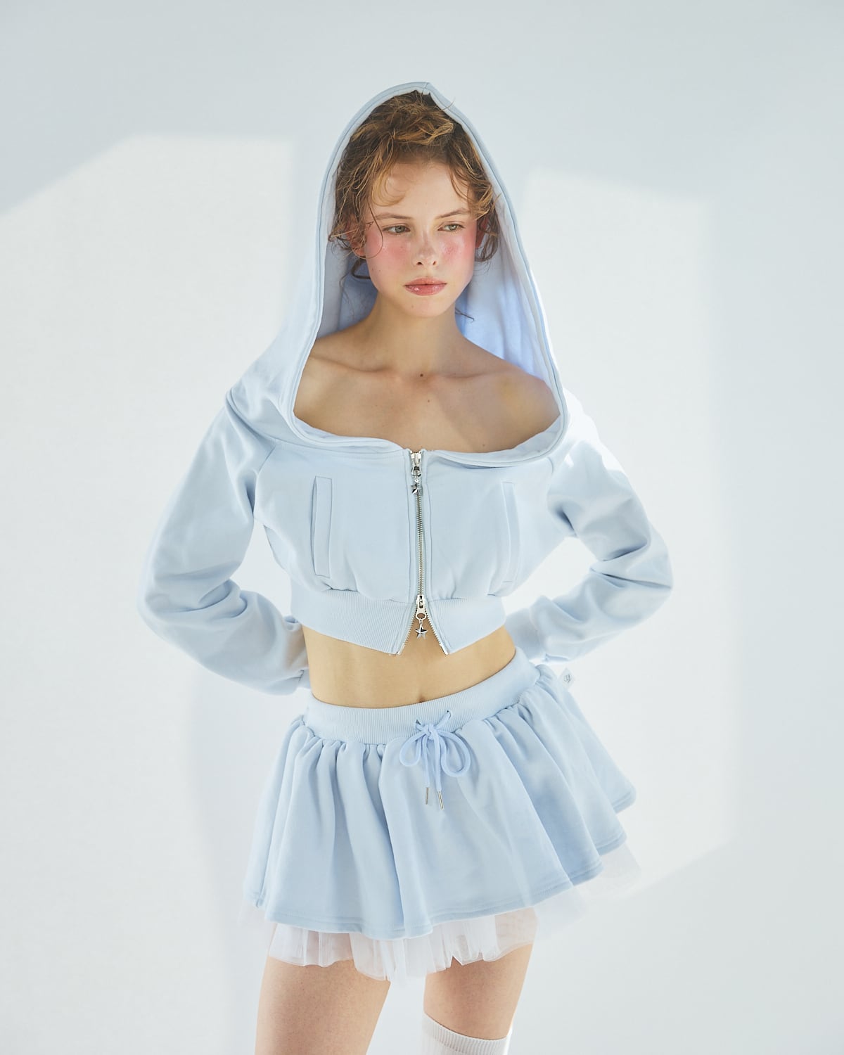lilLilly チュールレイヤードスウェットミニスカート ブルー S/S チュールレイヤードスウェットミニスカート | lilLilly official