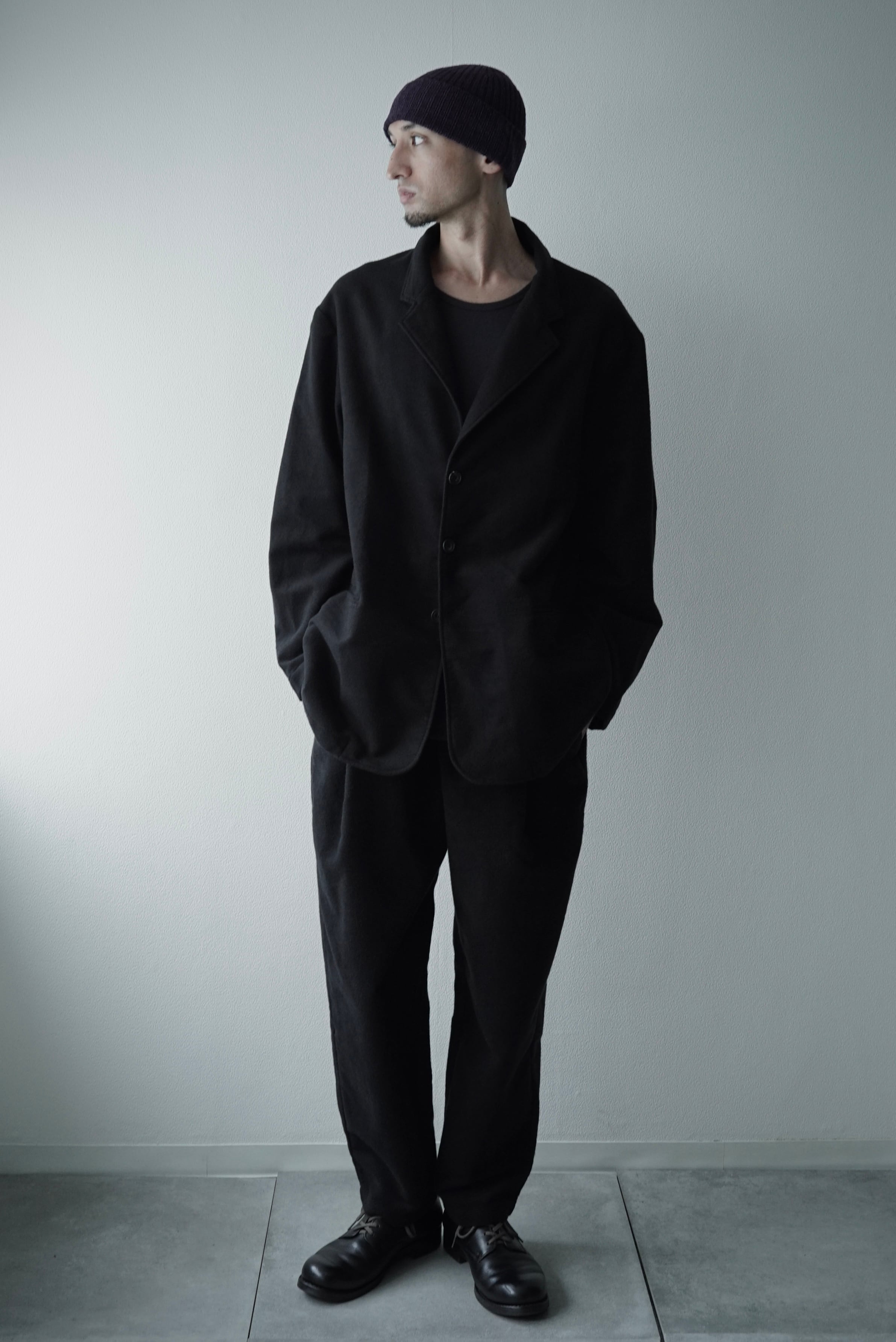 Cotton/Silk Mole Skin / Classic Jacket (Napped_BLACK) | C O L I N A