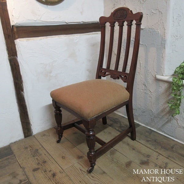 イギリス アンティーク 家具 ダイニングチェア キャスター付 椅子 イス 店舗什器 カフェ 木製 オーク 英国 DININGCHAIR 4146e  Manor House Antiques