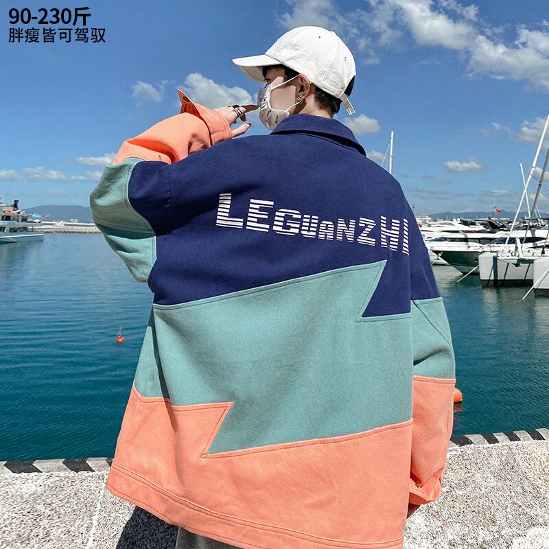 スプリングジャケット ルーズカジュアルカラー 大きめサイズ 春物 ヒップホッププラスサイズ57338631727