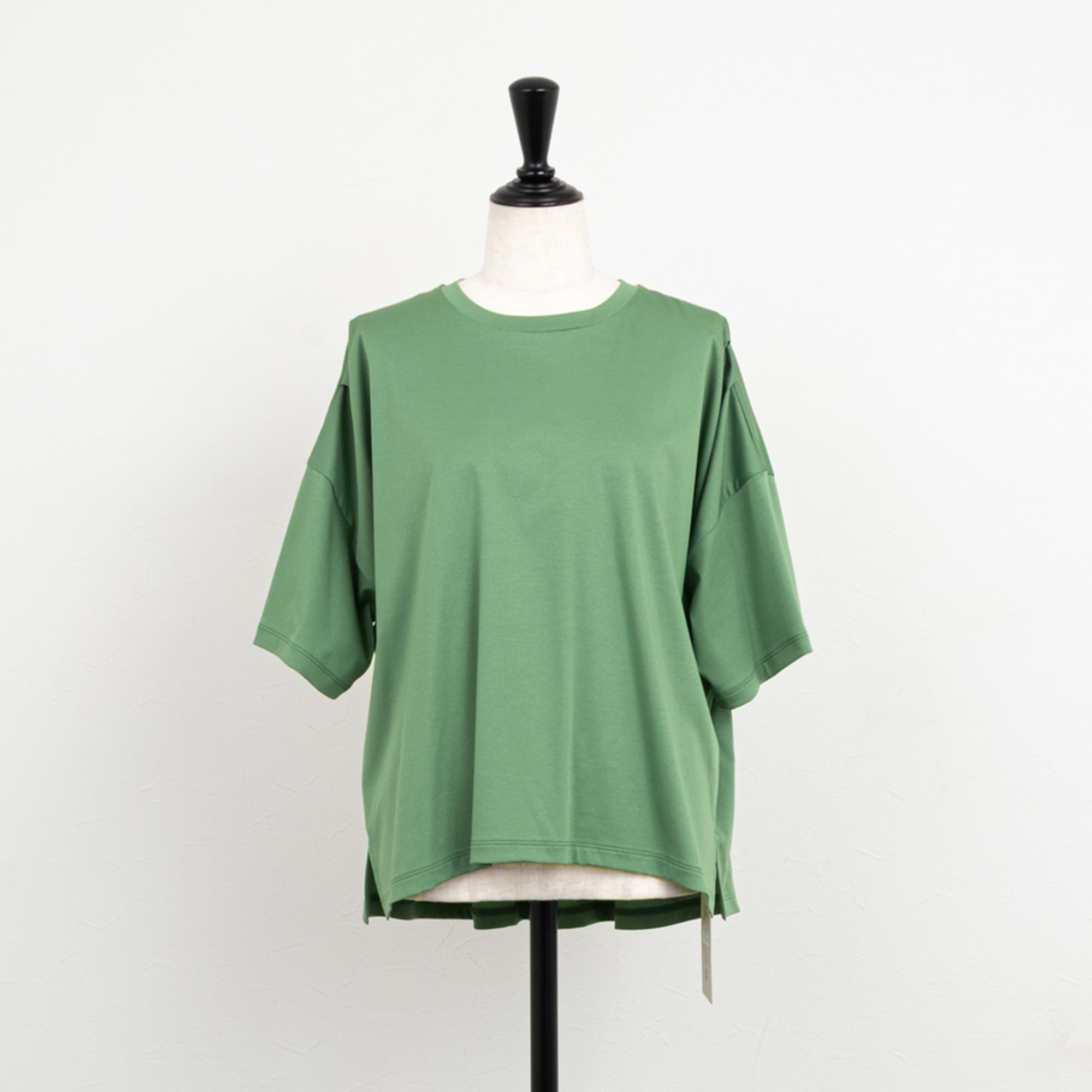 マーブル模様 グリーンシャツ 番号1 Maglia Plus／マリアプラス】マーセライズコットンタックデザインT