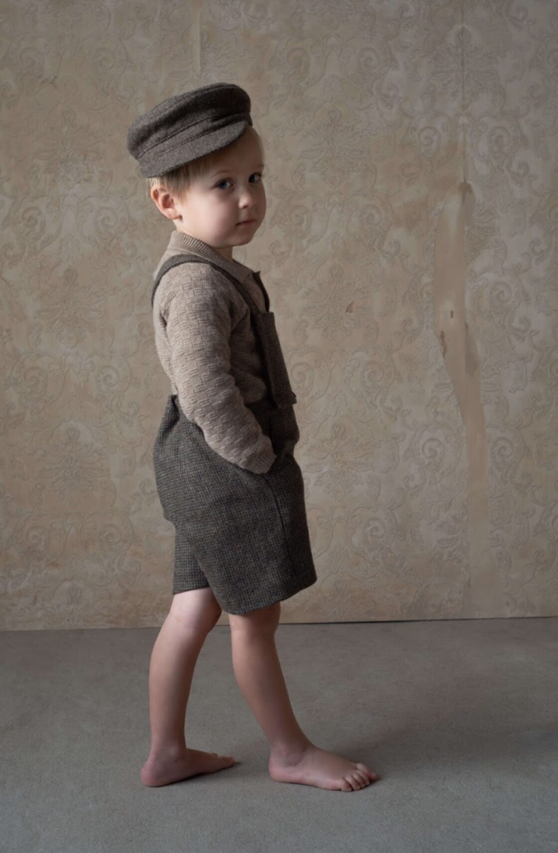 Popelin(ポペリン) / Multi-coloured woollen long romper suit with