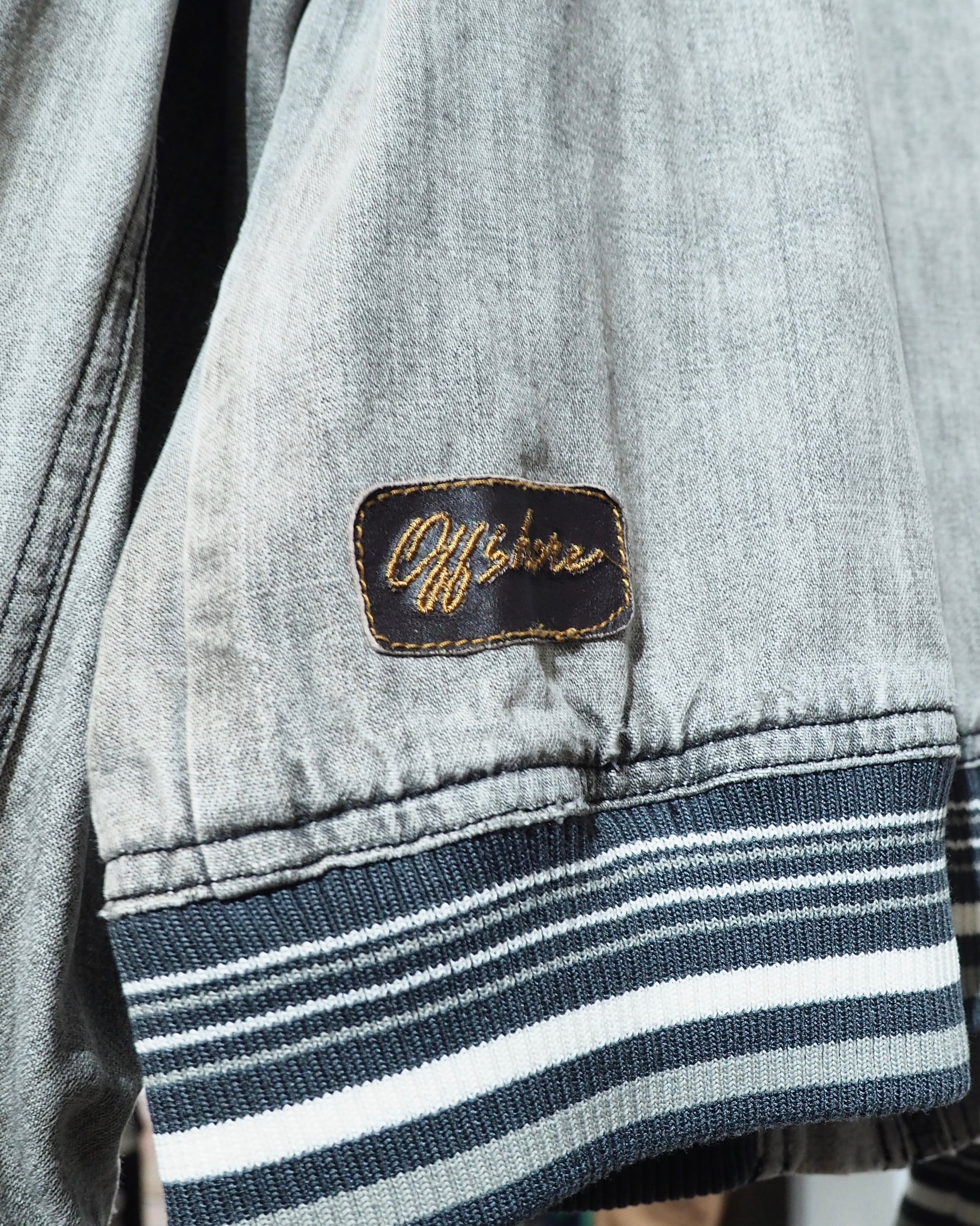 ” 退廃的 ” Good Fade Light ash Grey Color Denim Track jacket