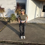 【X-girl】 LOGO AND STRIPE CROPPED S/S TOP【エックスガール】