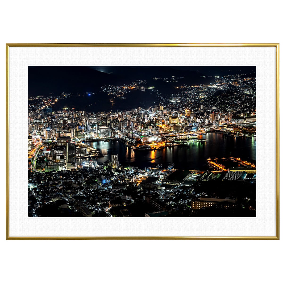 夜景写真 日本 長崎 インテリアアートポスター額装 AS4446