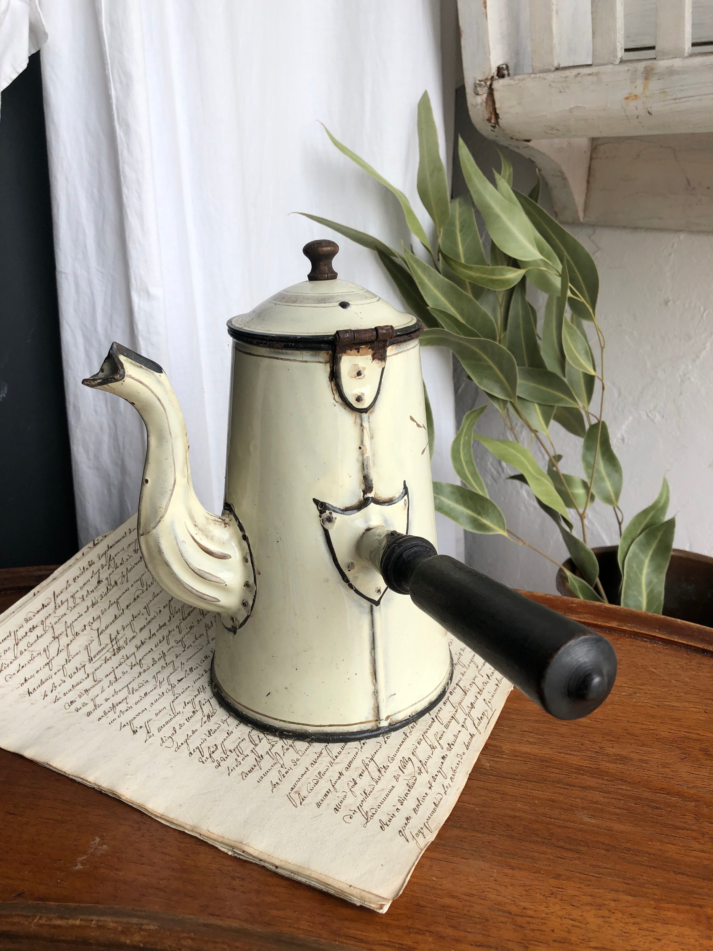 French Chocolate Pot ホーローショコラポット ブルー小花 | Brocante