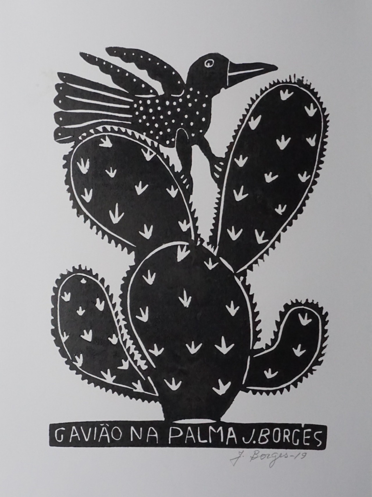 J.BORGES ジョタ・ボルジェス 木版画 M 【GAVIAO NA PALMA】