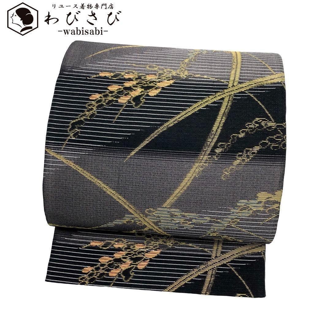 袋帯 リバーシブル モダンな柄裄 モノトーン ガード加工 O-2847（袋帯  