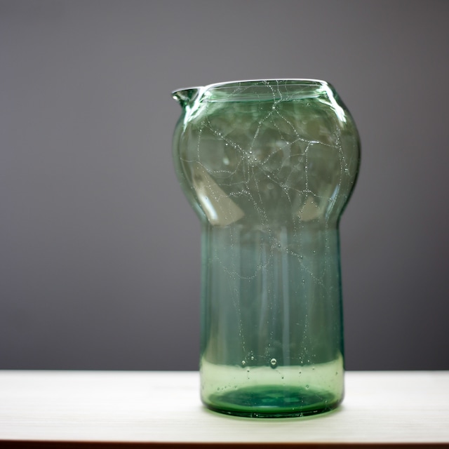 nora - glassworks - deco pitcher / green (made in Japan)