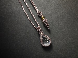 パイライト インクォーツ macrame necklace