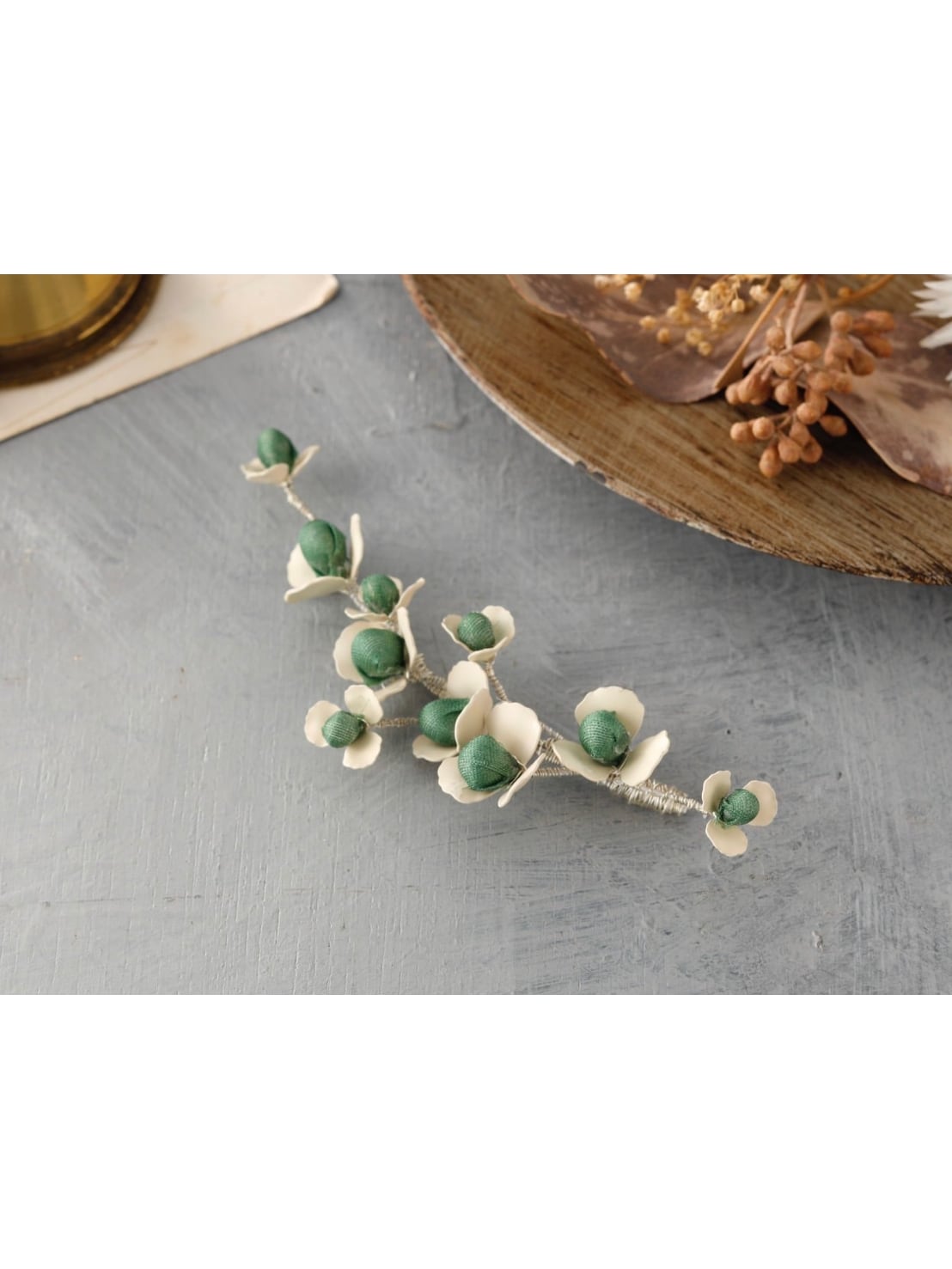 【レンタル グリーンフラワー小枝ビジュー】 グリーン 花嫁 ウェディングブーケ wrk-0004