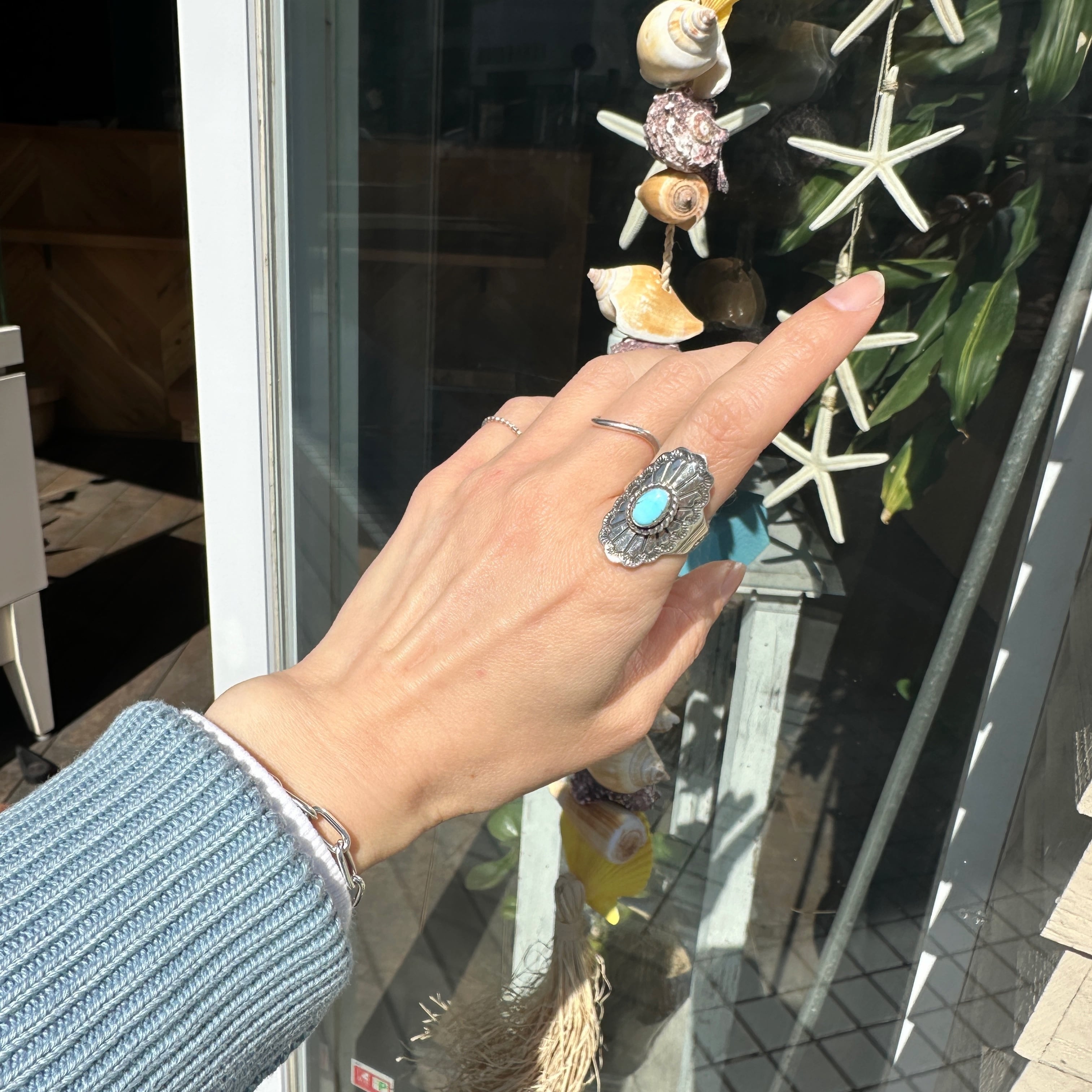 Indian Jewelry】ゴールデンヒル ターコイズ フリーサイズ リング 指輪