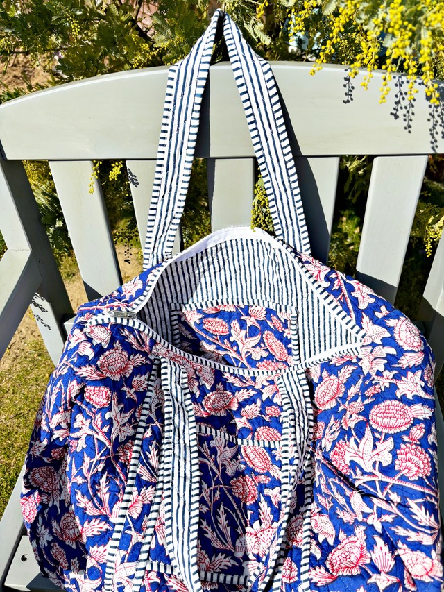《Botanical Boston Bags ⑦》Navy × Red
