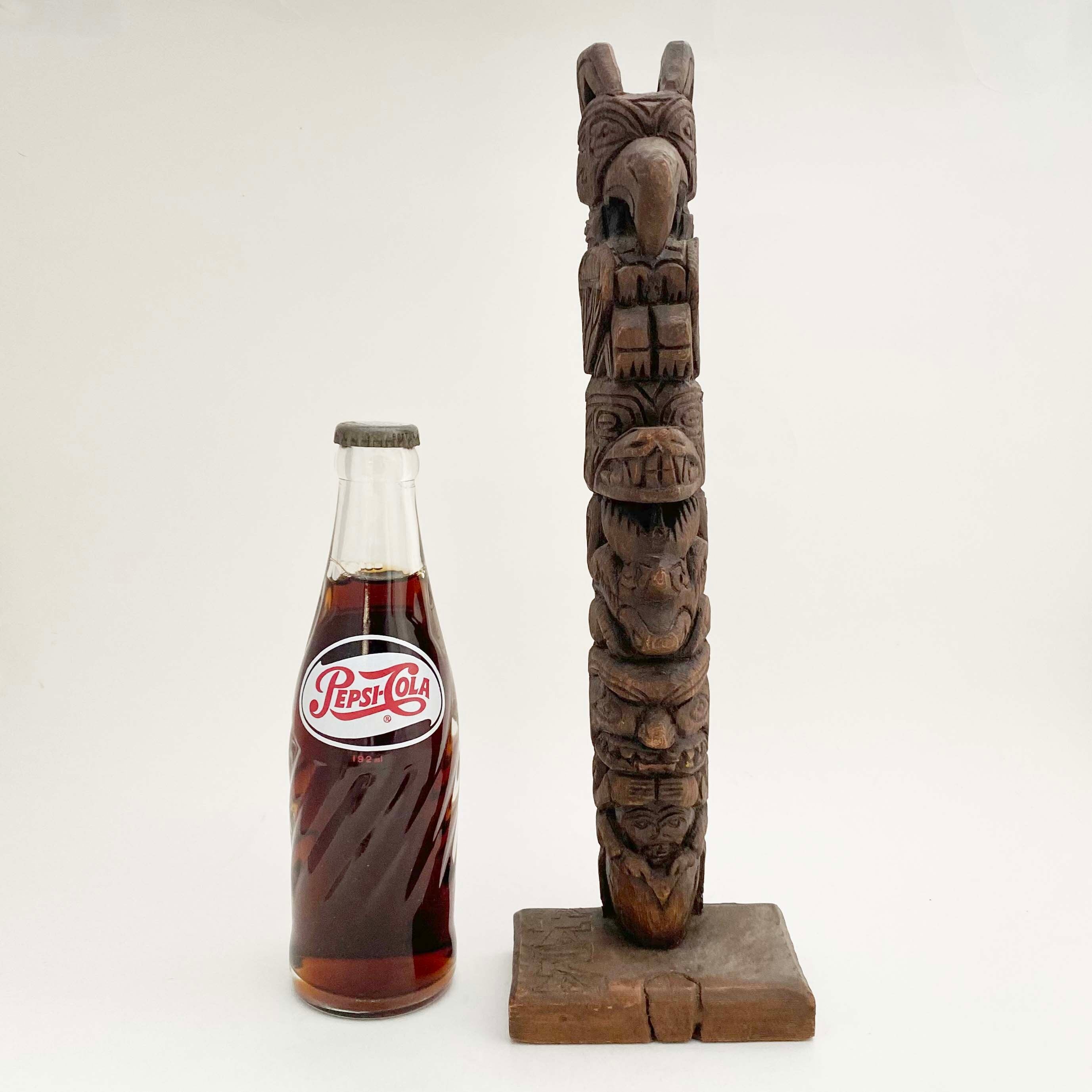 ヴィンテージ・トーテムポール(アラスカ先住民 / 木製)31cm