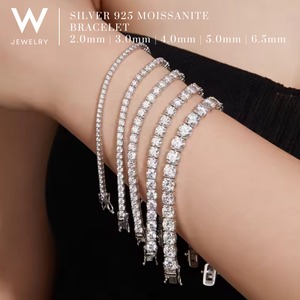 W Jewelry Moissanite "Tennis Chain Bracelet" Silver 3mm