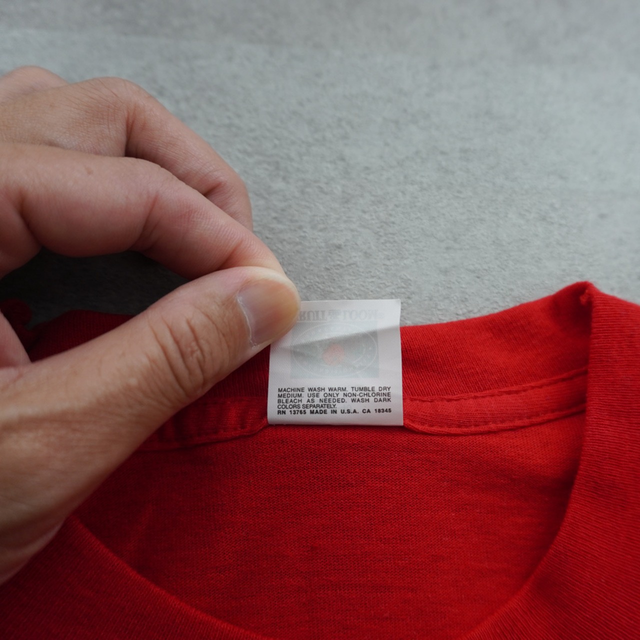 90s FRUIT OF THE LOOM Pocket TEE solid red "made in USA" [M] 古着 - 5