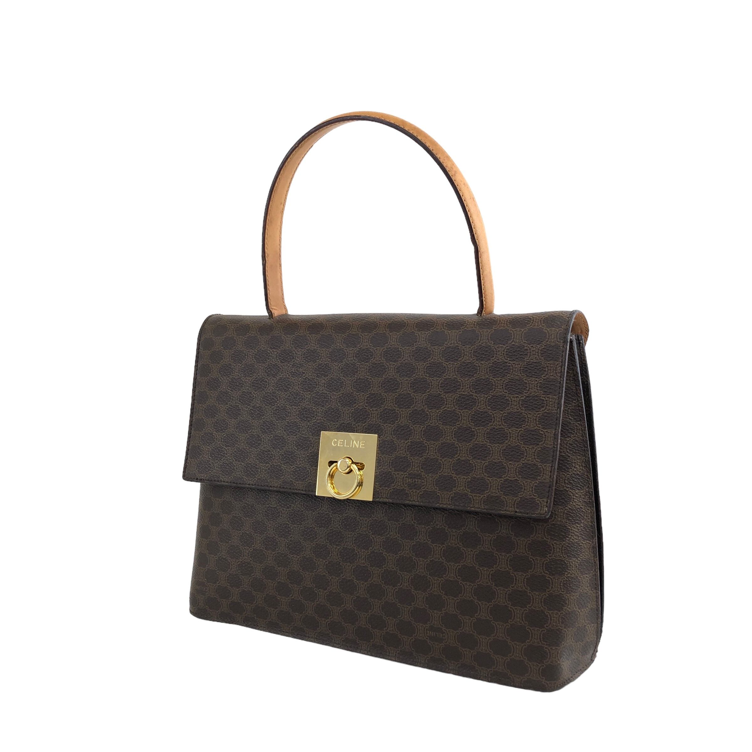 CELINE セリーヌ マカダム ハンドバッグ ブラウン ガンチーニ vintage