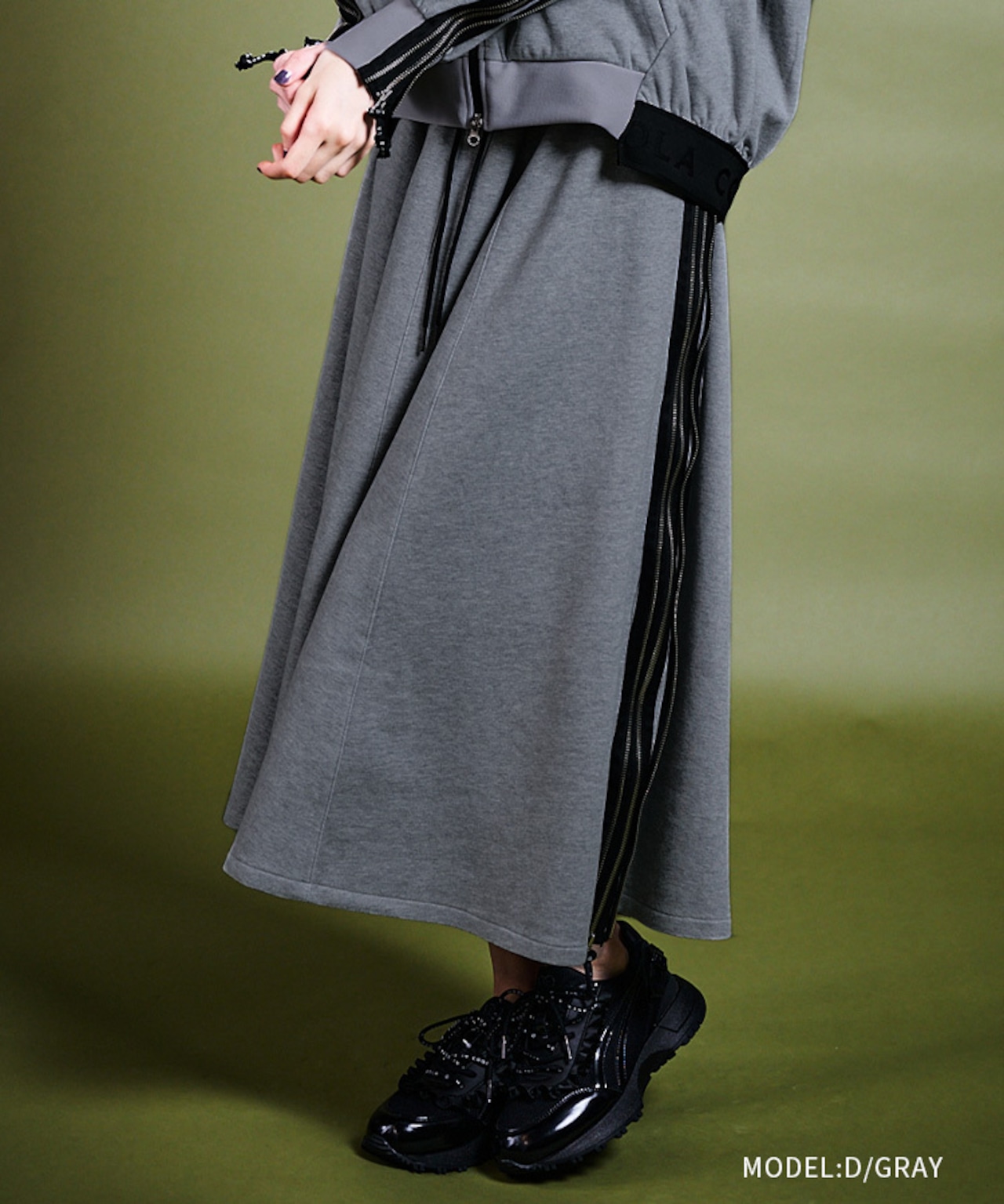 ダブルファスナーフレアスカート (BLACK) CQ-47034