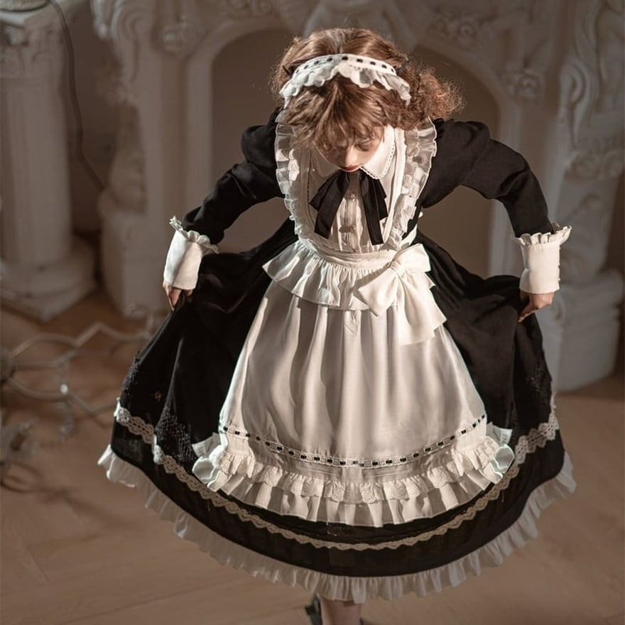 ロリータファッション メイド服 ロング クラシカル ヴィクトリアン風
