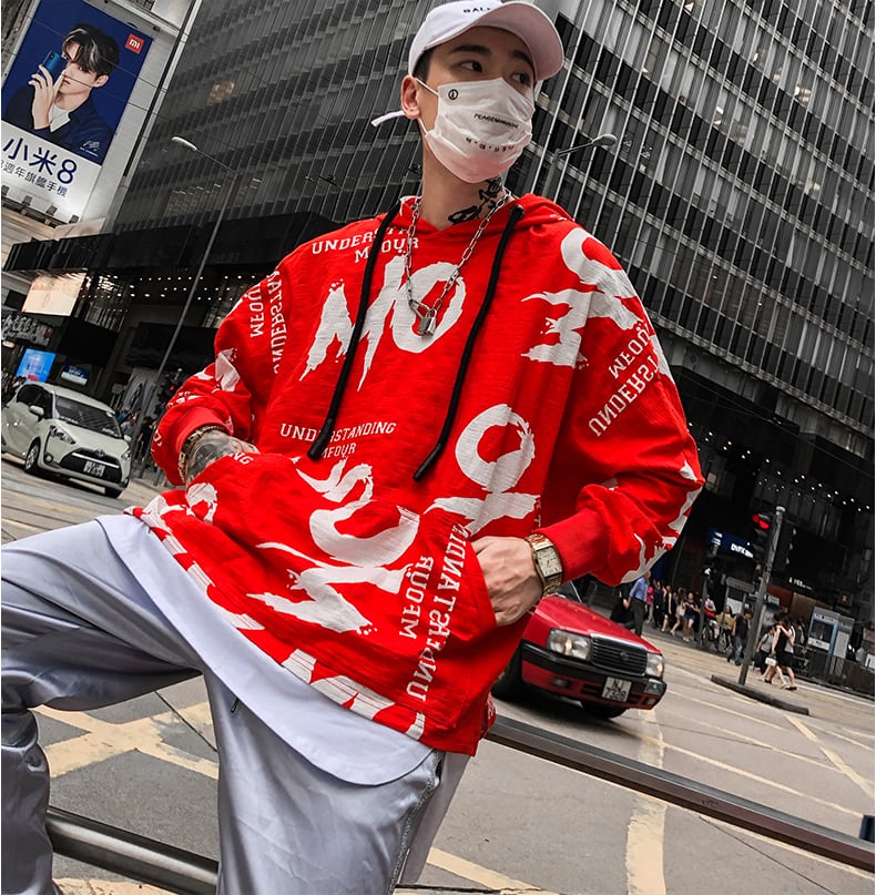 全2色 パーカー 総柄 カジュアル ストリート フード付き | WSCORE