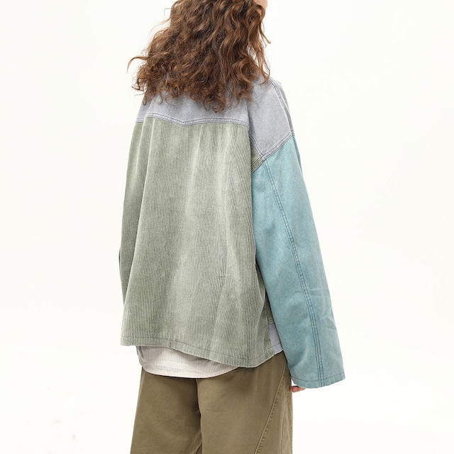 カラーブロックパッチワークジャケット R00827