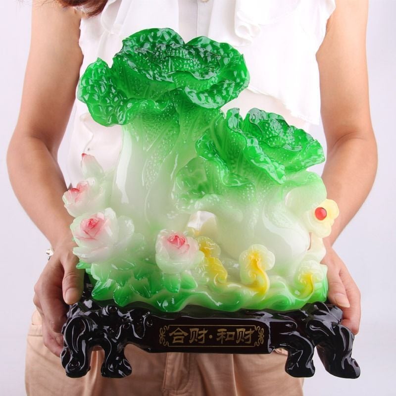 置物 白菜 縁起物 オブジェ 伝統 はくさい 幸運 ゴールド 工芸品 富