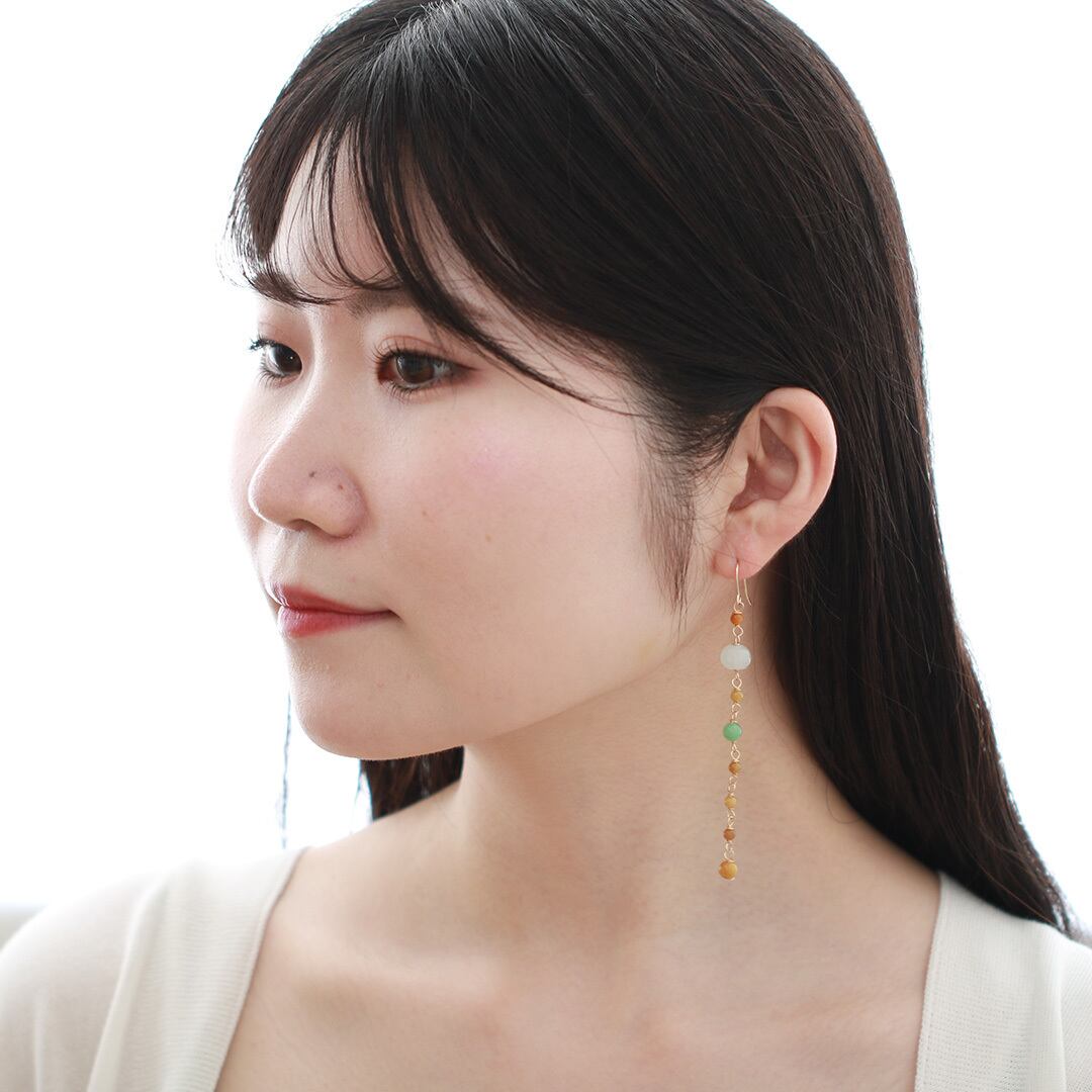 翡翠ロングピアス！ Y point malti flower r A貨翡翠 jd_mm1186