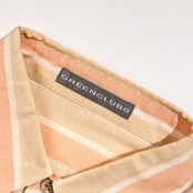 リネン混 GREEN CLUBS グリーンクラブ ワーナー ロードランナー ストライプ BD ボタンダウン 長袖シャツ 4/オレンジ系 メンズ