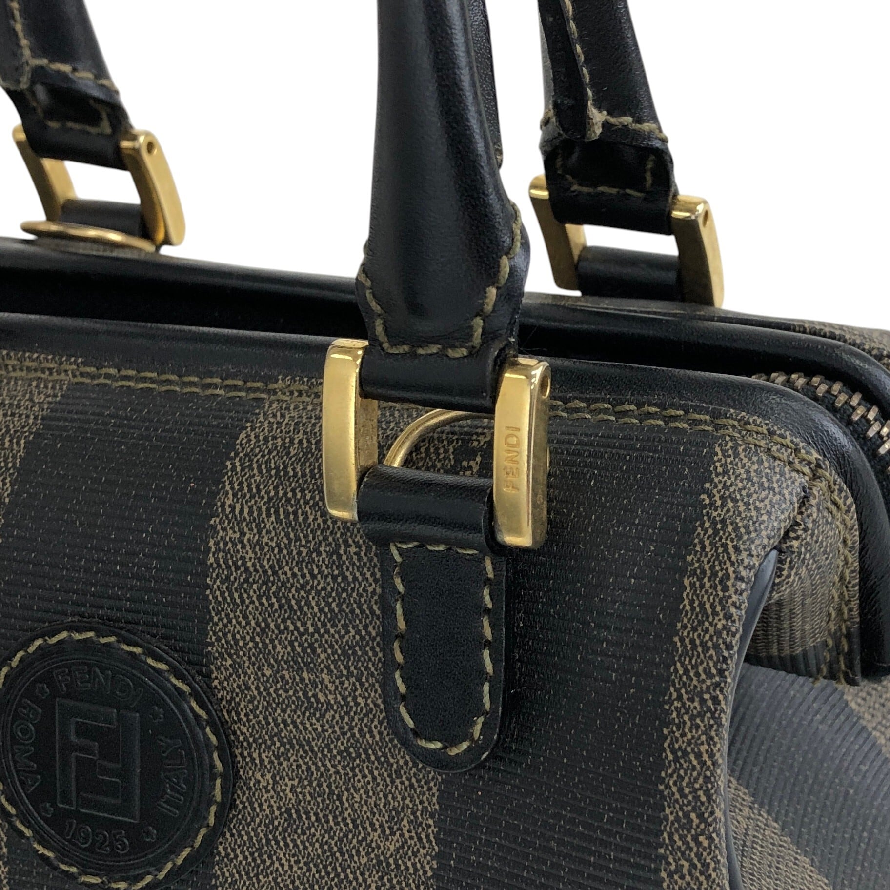 FENDI フェンディ ぺカン ショルダーバッグ ブラウン FFロゴ PVCレザー