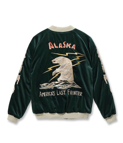 TAYLOR TOYO Lot No. TT15974-145 / Late 1950s Style Velveteen Souvenir Jacket “POLAR BEAR” × “ALASKA MAP”