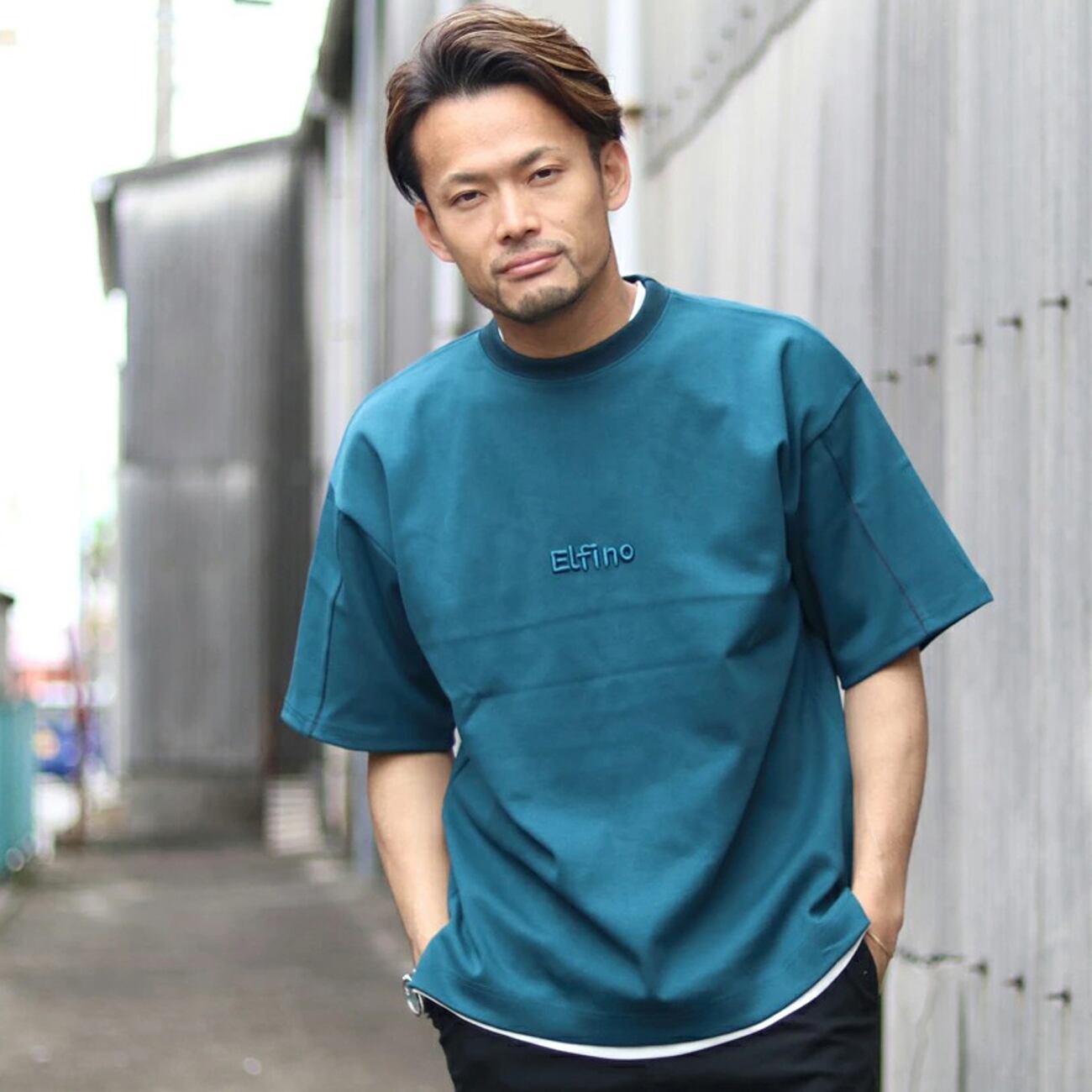 Elfino/エルフィーノ　刺繍袖切替ビッグシルエットTシャツ　LER-2218