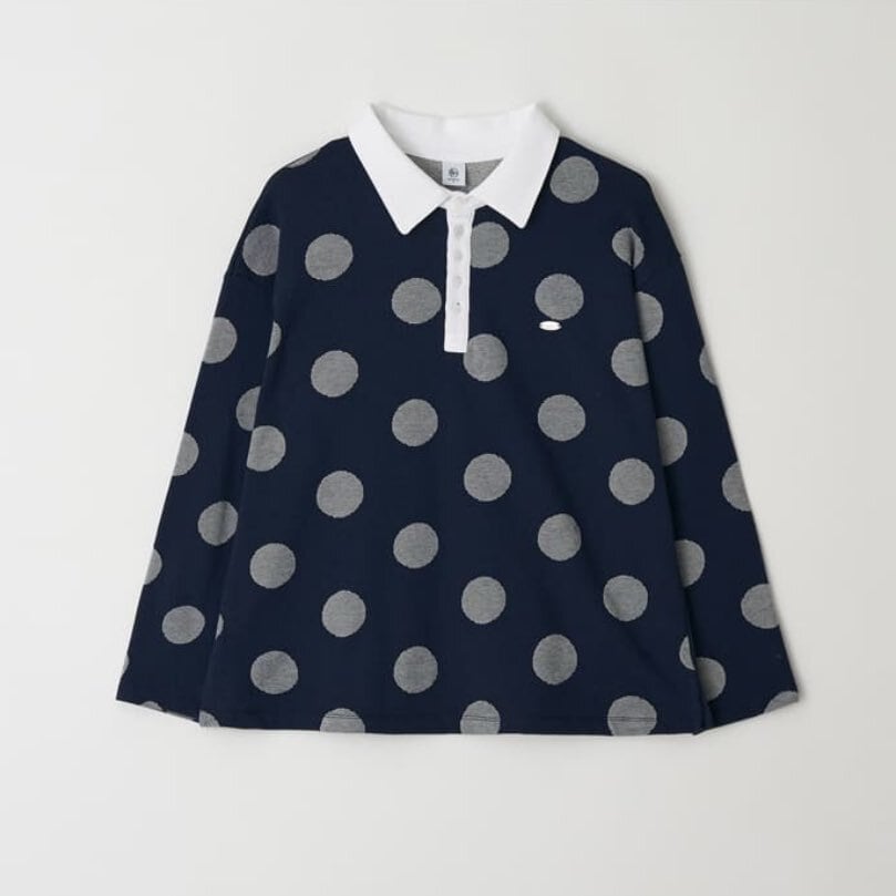 RONRON☆IVEレイ着用BIG DOT RUGBY HENRYNECK COLLAR T SHIRT ☆IVE レイ 着用!!【RONRON】BIG DOT RUGBY HENRYNECK COLLAR