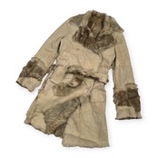 CONTENTS THE SUPERIOR コンテンツ ザ スペリオール 本毛皮 リアルファー ラビットファー レザー トレンチコート サイズ 38