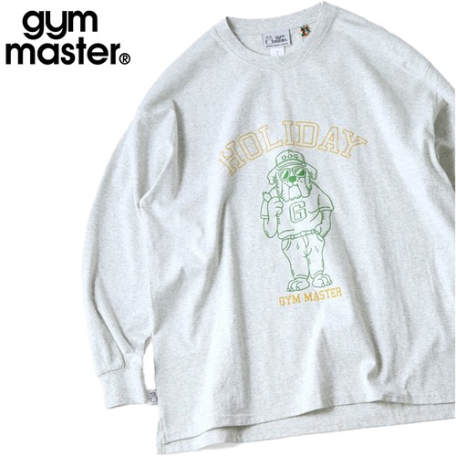 gym master ジムマスター 7.4oz HOLIDAY ビッグロンT|GOOD HOLIDAY フロント&袖プリント グラフィック長袖Tシャツ LOVE&PEACE G821717 アッシュ
