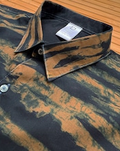 【1着限定販売 / 最短即日発送】ろうけつ藍染めブロード ルーズフィットシャツ 爪痕