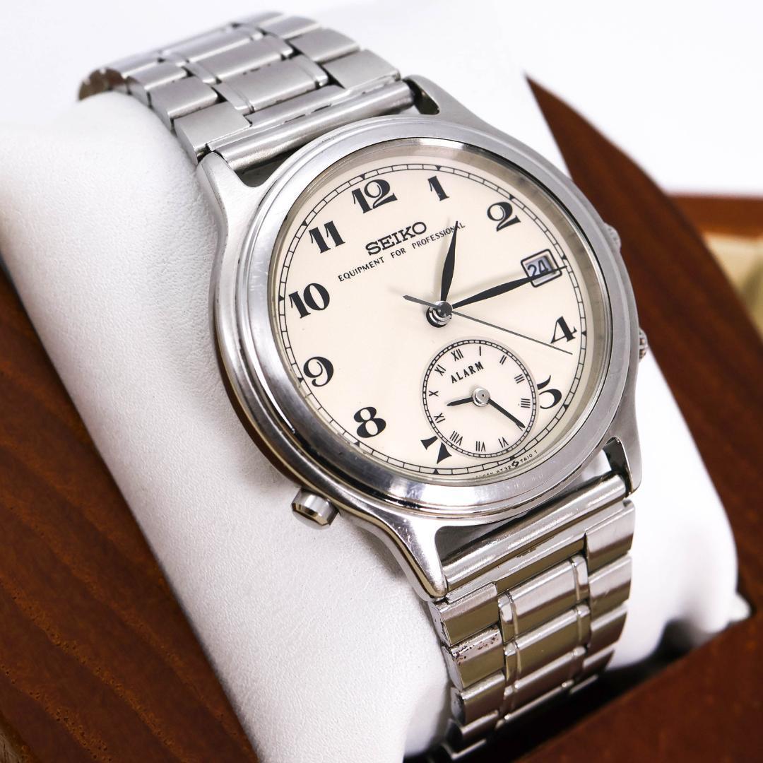 ◇希少 稼働 SEIKO 腕時計 アラーム デイト ラウンド 新品電池 u 