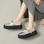 Genuine leather closed-toe half mules (ME362)