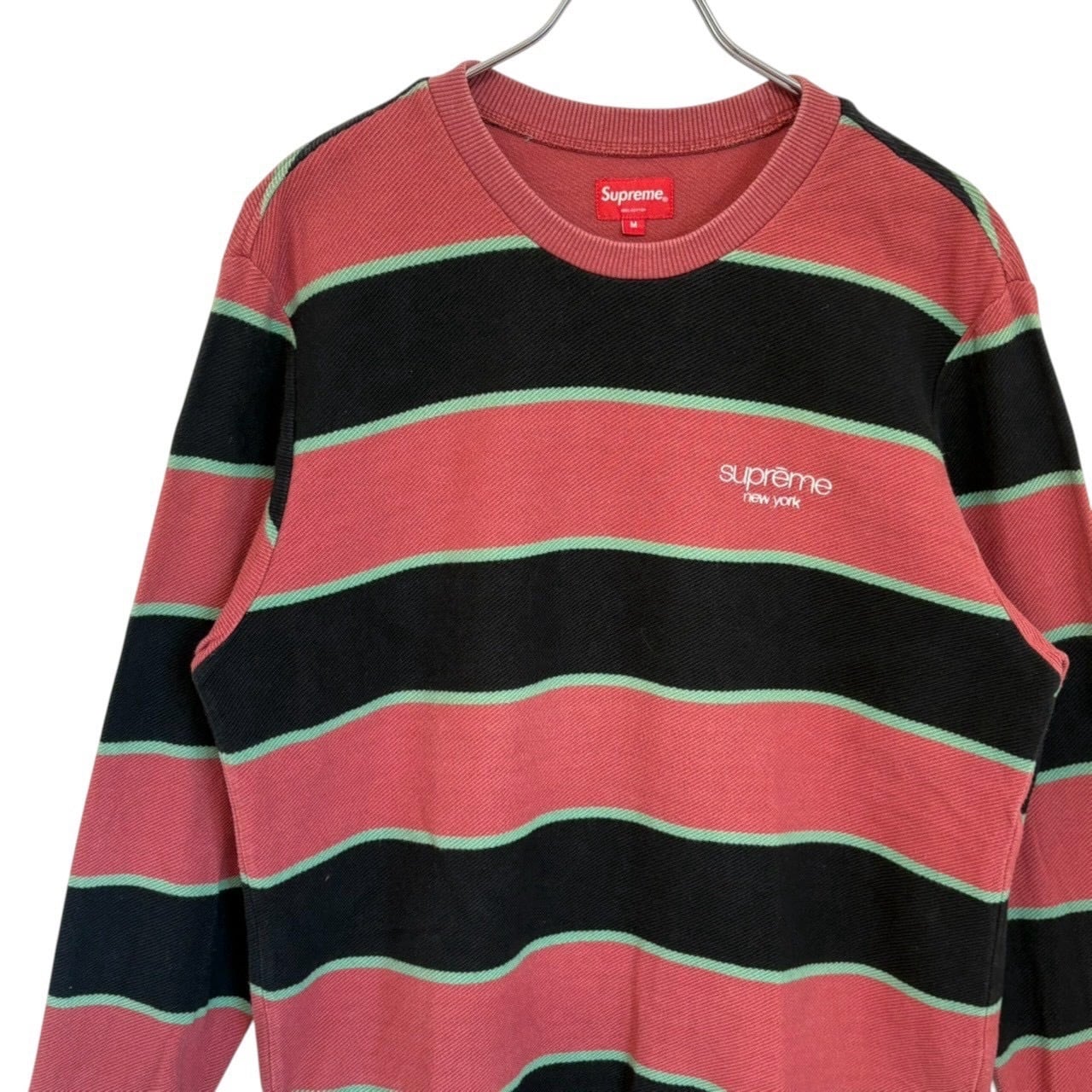 supreme シュプリーム ロンT ボーダー 刺繍ロゴ ワンポイントロゴ