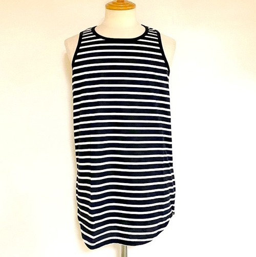 Long Length Tank Top(round model)　Black / White