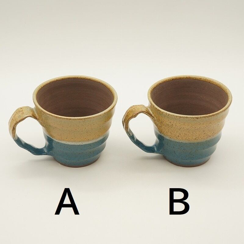 ツートンカラー マグカップ（小）ブルー×茶【琉球焼 丸勇陶房】 | 沖縄