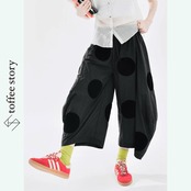 ビッグドット カーブレッグ ワイドパンツ i0368