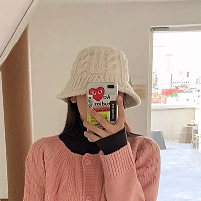 cable knit bucket hat 3color