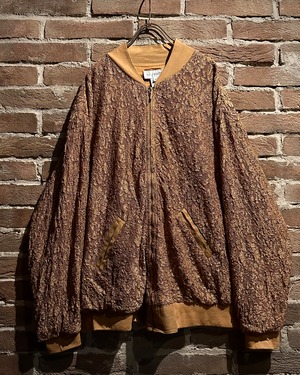 【Caka act3】Flower Pattern Lace Layered Vintage Zip Up Blouson Jacket