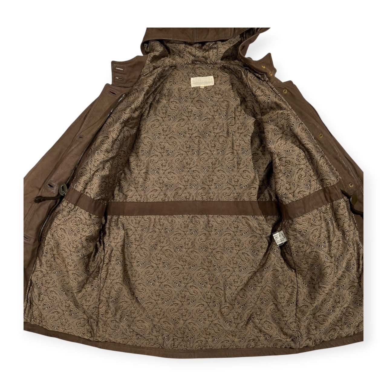 イタリア製 BALLSEY ボールジー トゥモローランド フード付き 本革 レザー ワーク ハンティング ジャケット 38 /ブラウン系