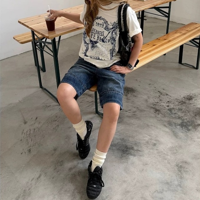 オーナメントフレームグラフィックTシャツ 2col R02450