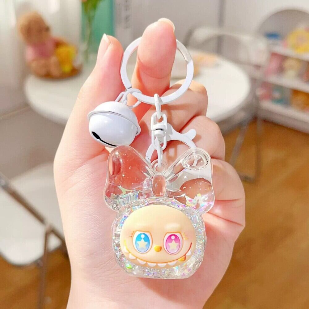 キラキラ爆閃!リボンLabubu キーホルダー&しずくラブブ!アクリル封入 極光ラブブ しずく型&リボン ラブブ 全9色展開 おしゃれなバッグチャーム 彼氏彼女・親友への可愛いプレゼント