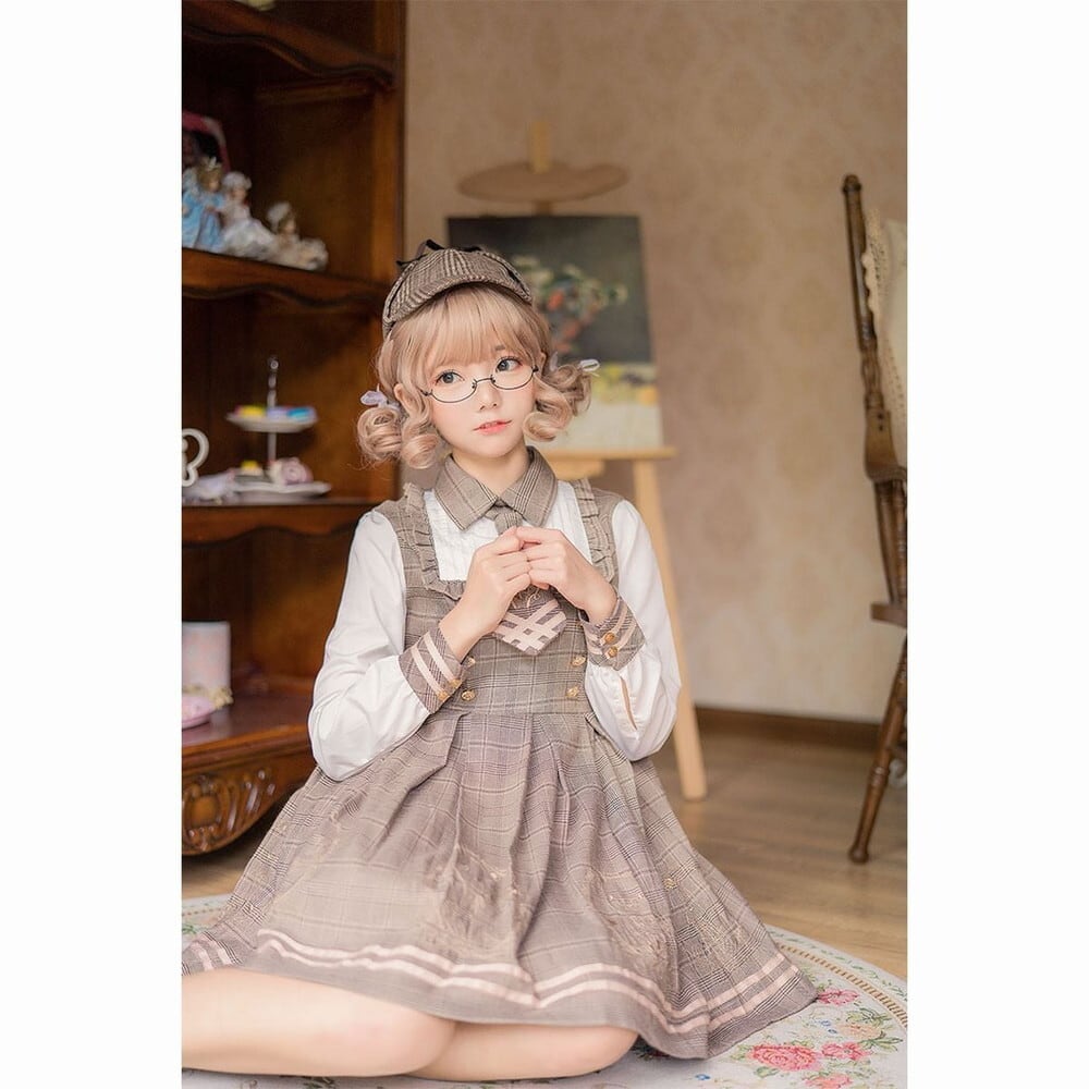 クラロリ セットアップ ケープ×チェックワンピース 英国制服風｜WithU